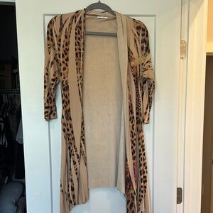 Leopard Print Open Front Cardigan Small